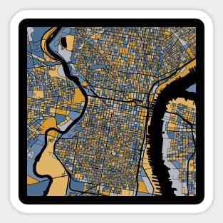 Philadelphia Map Pattern in Blue & Gold Sticker